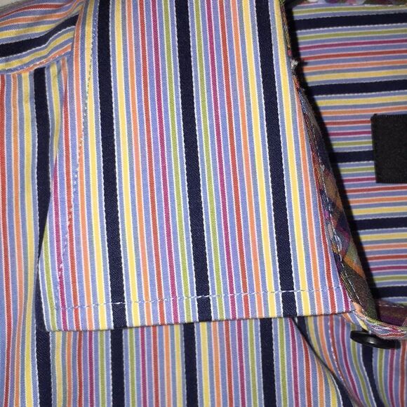 Amazing Rainbow Stripe Bugatchi Uomo Button shirt - Picture 2 of 3